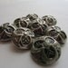 Vintage Buttons - 8 matching molded clover pattern antique finish metal, very old (lot 1996)