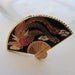 Vintage Buttons -1 large enamel painted metal Asian fan (2203)