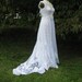 Reserved for Sarah Hippie Lace Collage Gown in White One of a Kind with train and sash on sale