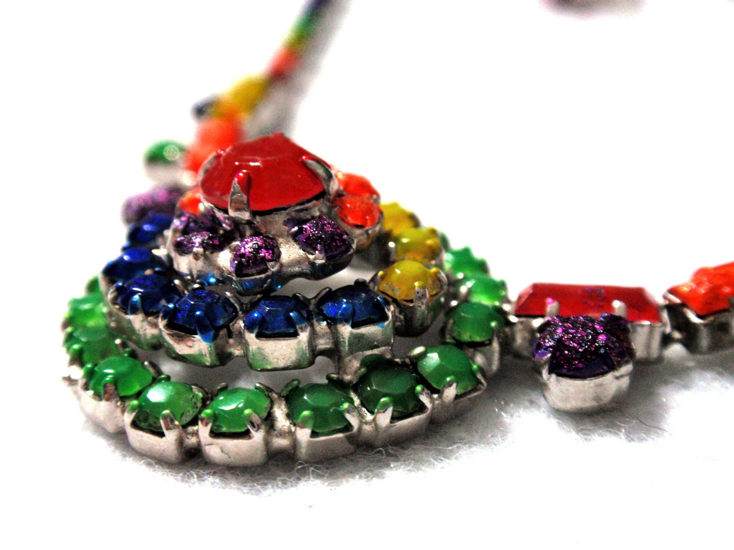 Vintage Refurbished Rainbow Rhinestones Choker Necklace