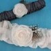 Bridal Garter set, wedding garters, Ivory and Pewter Gray Garter Set I041 - wedding garter accessory