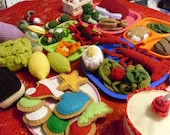 SALE Crochet play food sale over 50 pieces of crocheted and felt play food