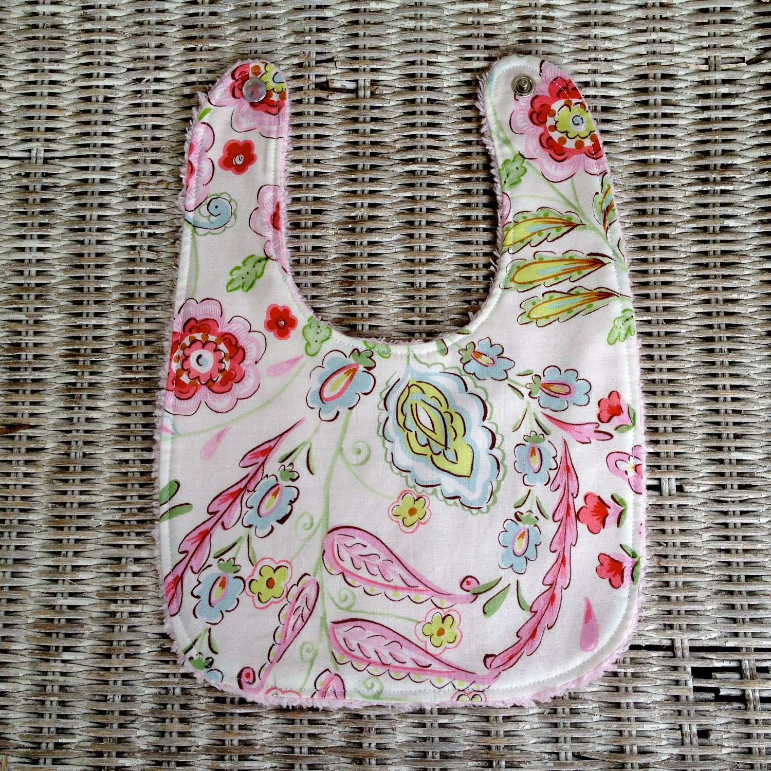 Dena Designs Cream Floral Chenille Bib