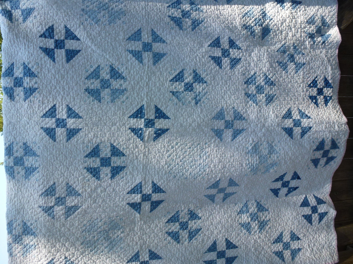 Vintage Feedsack Quilt Patchwork Blue and White SALE was 250 USD