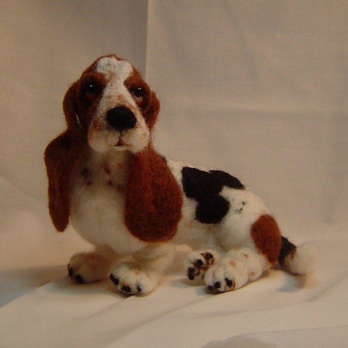 Basset Hound needle felted dog custom made to order sculpture