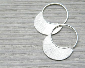 Little Urban Hoops -  handmade sterling silver organic look hoop earrings, scratched