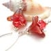 Orange Flower Earrings, Sterling Silver Beaded Earrings, Peach Pink- NECTARINE