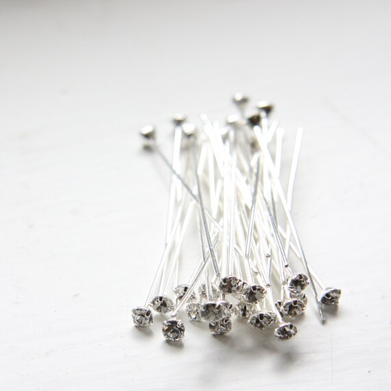 12pcs Swarovski Rhinestone Head Pins Crystal Silver by clbeads