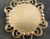 Square Brass Metal Stamping Pendant Connector Link with Glue Pad 1416 - 6 Pieces