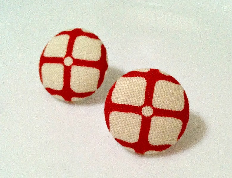 barely square - fabric button earrings