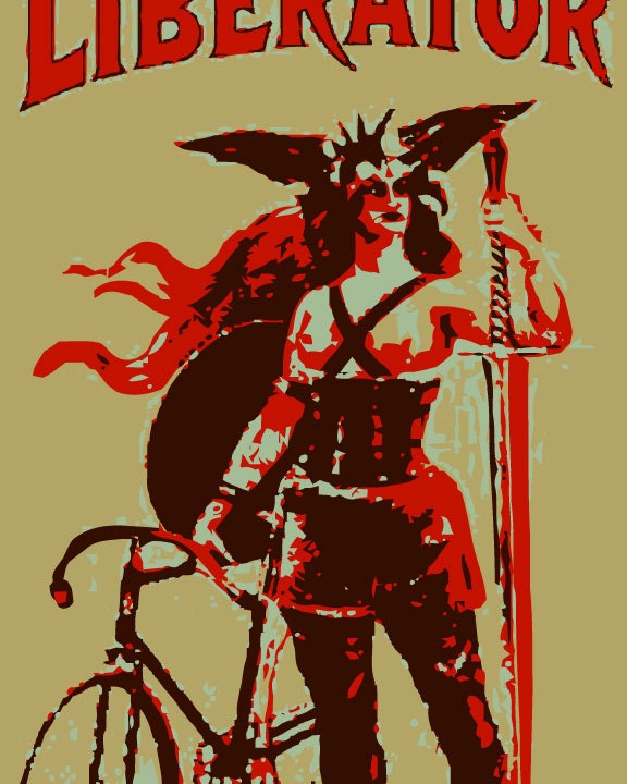 Bike Print, The Liberator and Her Fixed Gear Bike, fine art archival Giclee