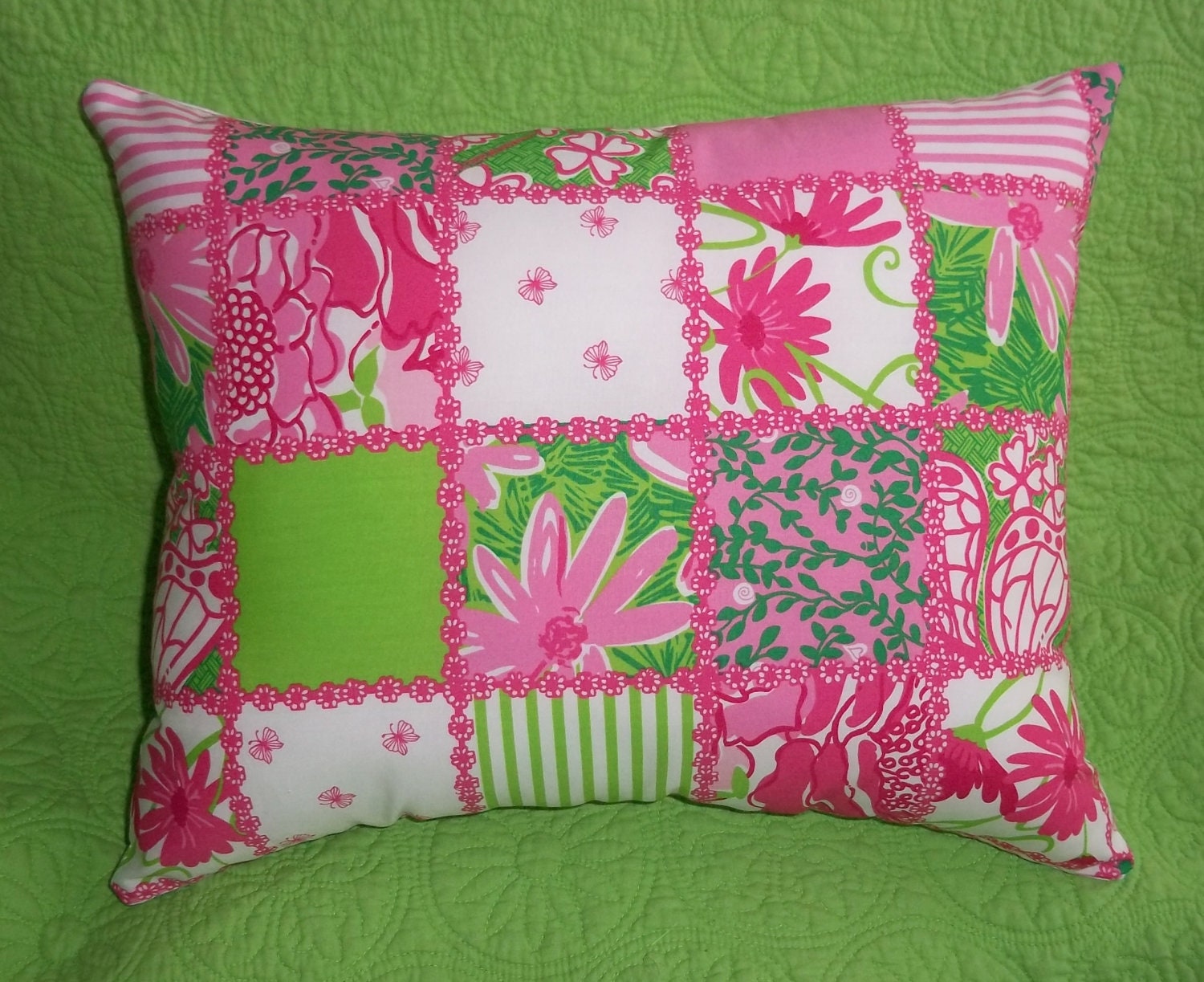 New Pillow MW Lilly Pulitzer Multi Patchtastic fabric
