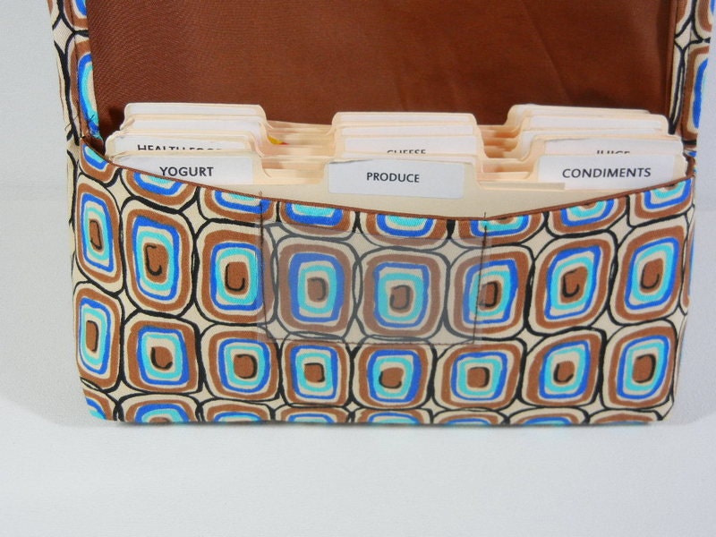Coupon Organizer Rectangles in Blue and Brown Heavy Duty Fabric