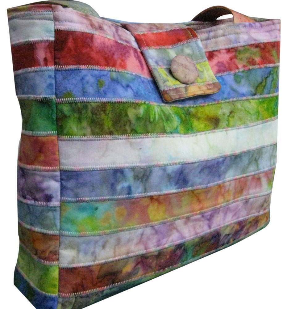 Purse in Rainbow Mixed Batik Fabrics