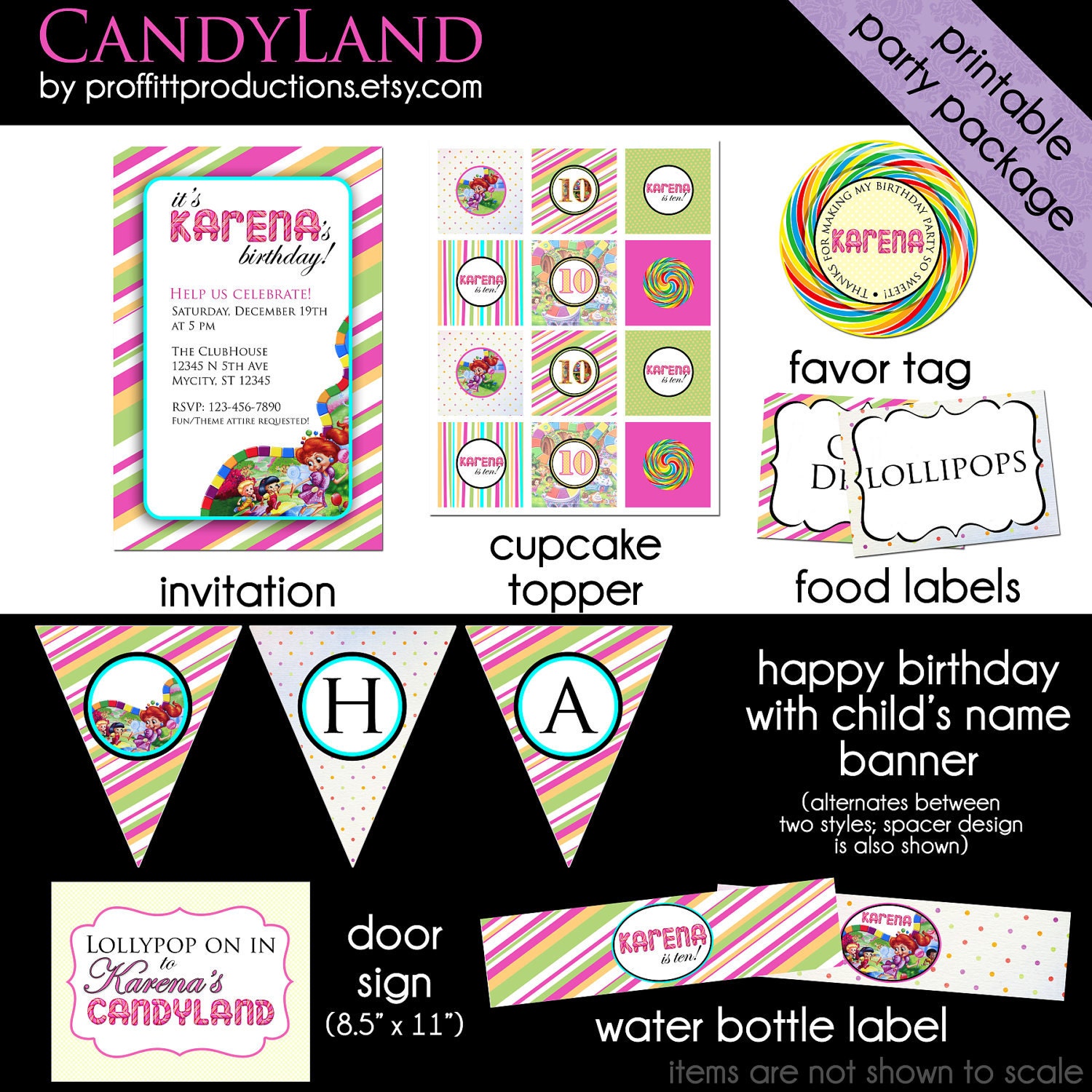 Items similar to Candyland Printable party package - digital printables ...