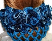 Sale, Ruffled ,Hair SNOOD, ROYAL Blue & TEAL ,Hair Net , Ruffle,headdress, hair accessory,Ruffled Hair Snood,