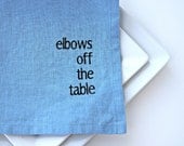 Manners Napkins in AZURE Blue Gift Idea Set of 6 Happiness