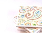 SALE Tile Coasters - Pastel Paisley - Set of 4 Ceramic Tile Coasters
