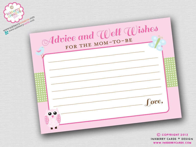 Baby Shower Advice Card - Sweet Springtime Shower (Digital File OR Printed Cardstock Cards Also Available) Il_170x135
