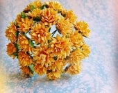 Golden Saffron yellow Dahlias Vintage style Millinery Flower Bouquet - for decorating, gift wrapping, weddings, party supply, holiday