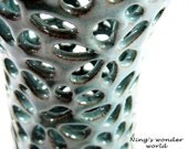 Lace vase, green pottery, ceramic lace top vase , modern home decor, wedding gift (in stock)