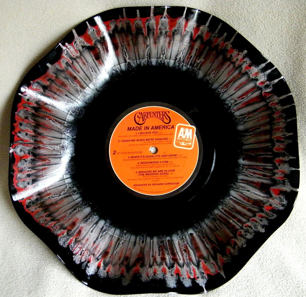THE CARPENTERS Made in America Wedding Song - Hand Painted Recycled Record Bowl - Free Shipping