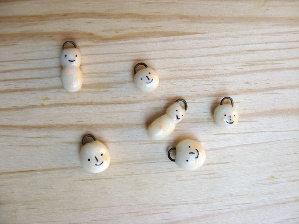 Peanut. One-of-a-kind Handmade Porcelain Pendant.