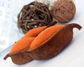 ON SALE - 3 Wool Needle Pods Orange - Home Decor - Nature display - Felted Decoration- was 12 dollars now 9 dollars