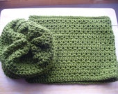 SPECIAL SALE - Pretty Green Slouch Hat/Neck Warmer set - ACCrochet