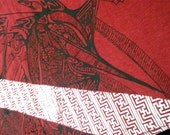 Hemp Mens Tshirt - Psychedelic Quetzalcoatl Bird & Tibetan Sacred Tribal geometric design - Shamanic- Hand printed