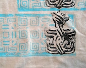 Hemp Mens T-shirt Ancient Catalhoyuk figure and Aztec Patterns
