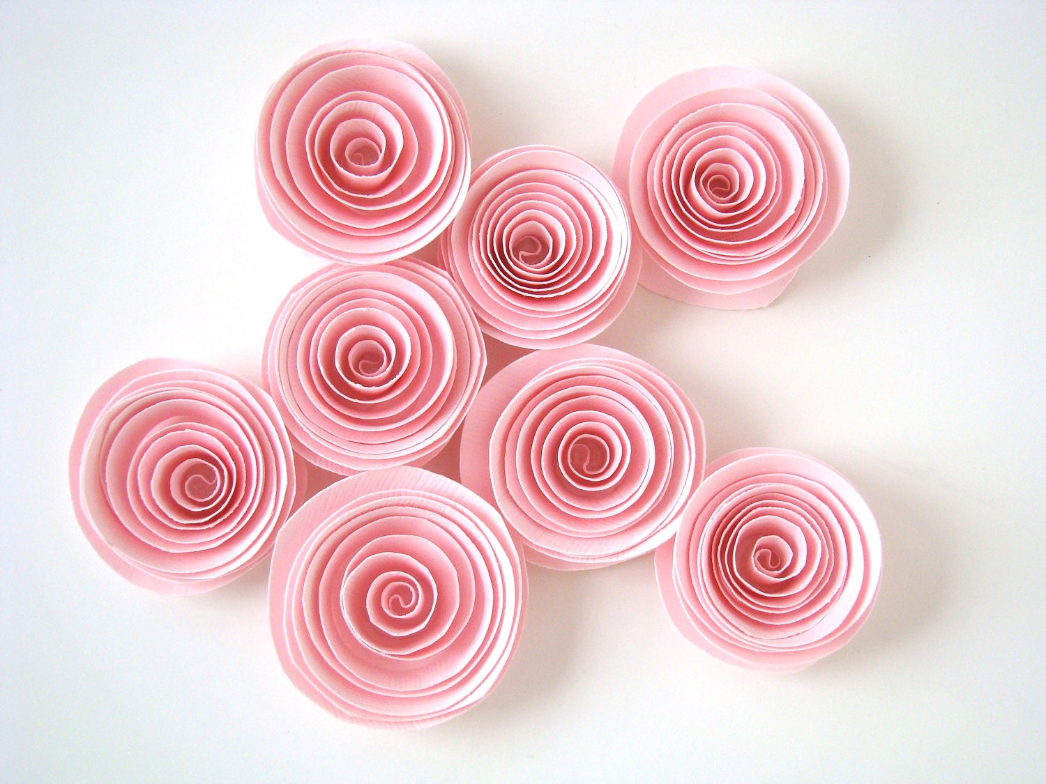 Spiral Paper Roses - Set of 10 in Pink Solids - OrigamiDelights
