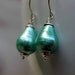 Metallic Teal Blue Pearl - Sterling Silver - Spun Cotton Aqua Pearls Teardrops - Elegant, Lightweight - Wedding - Gift Box