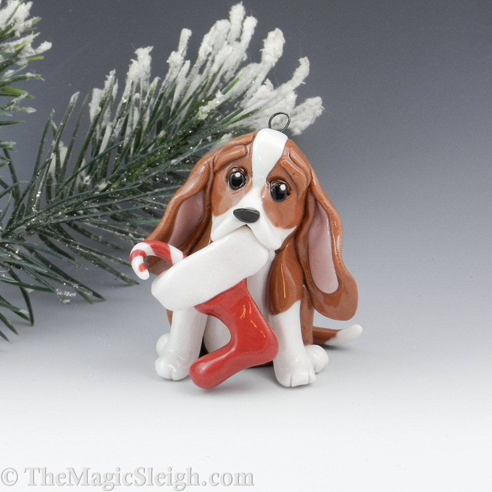 Basset Hound Ornament Christmas Stocking Porcelain