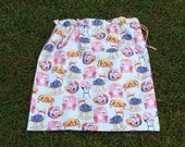 Large library bag, cotton drawstring bag for school, toys, cute cats on chairs