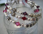 Personalized Triple Strand Mothers 3  Name Bracelet- Sterling Silver, Swarovski Crystal- Gift for Mom, Grandma