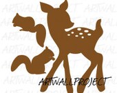 Wall Art Vinyl Decal Two squirrels One deer from Dear Forest