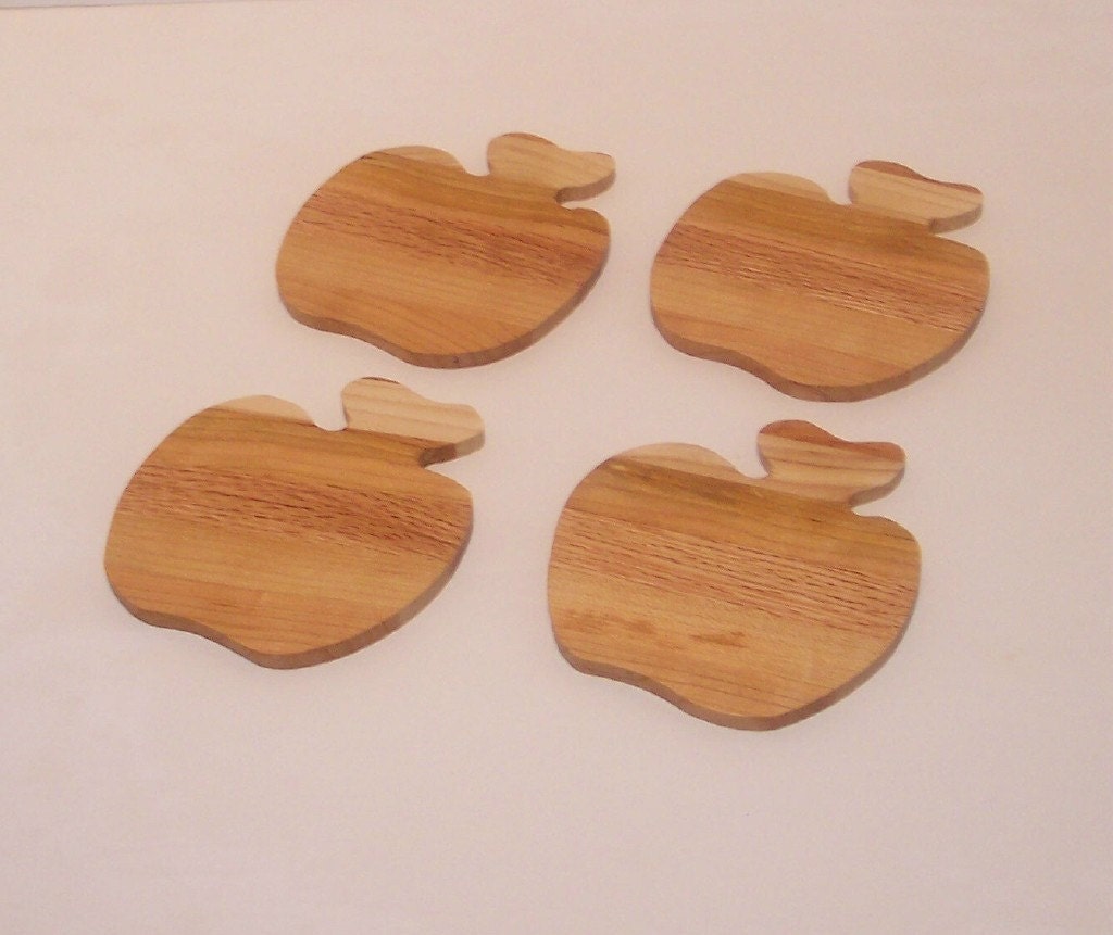 Apple Wooden Coaster's  (Set of 4)