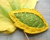 Embroidered Leaf Hair Clip // Mossy Yellow // Autumn Leaf Fall Fashion // Hair Accessory Handmade by OrdinaryMommy on Etsy