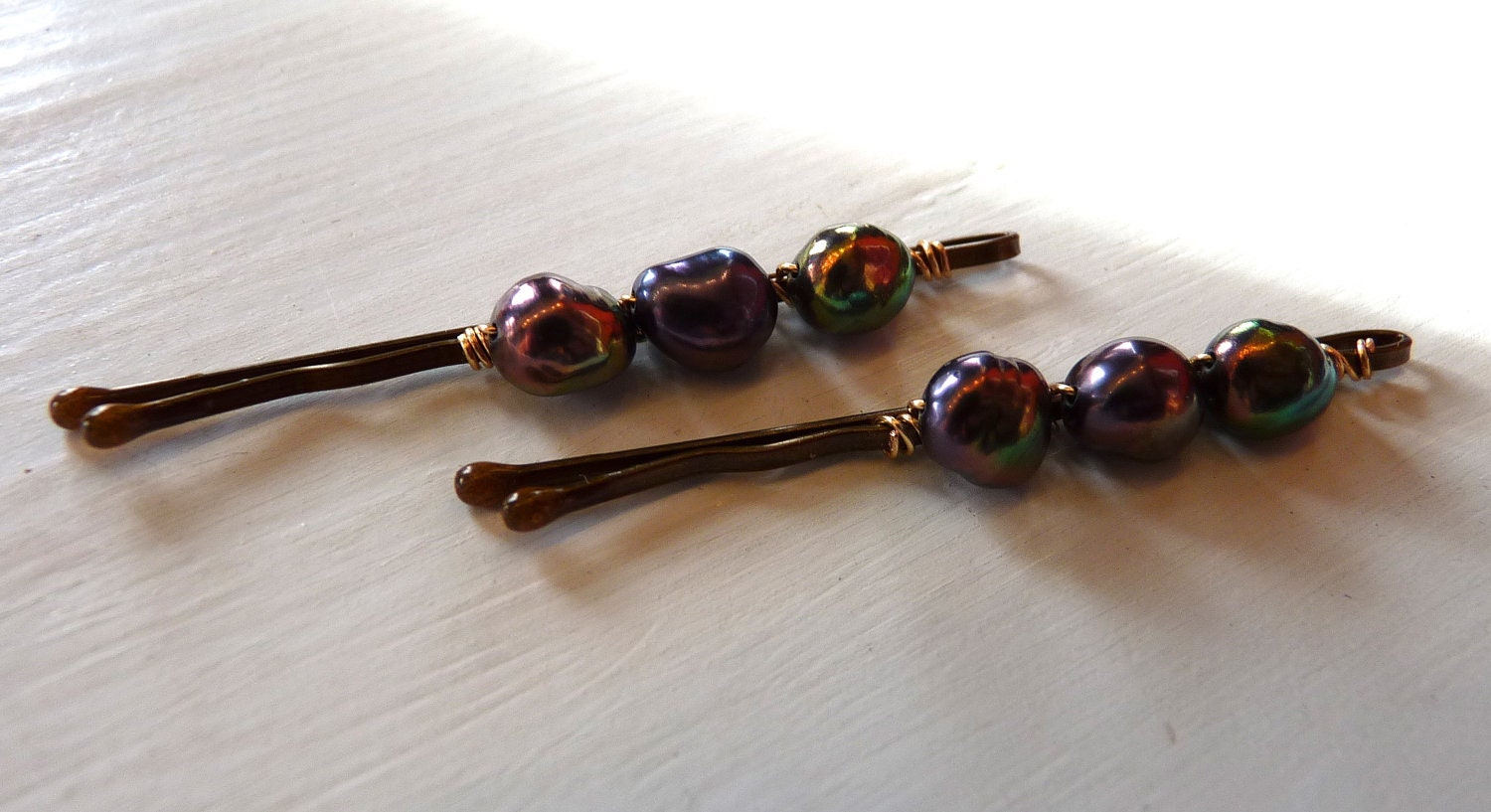 Peacock Freshwater Pearl Bobby Pins Hairpins