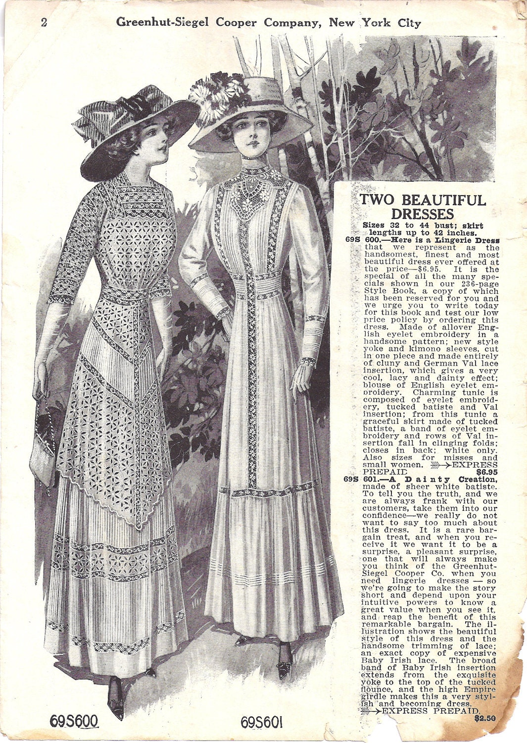 1911 High Fashion Womens Dresses Catalog Page Digital Copy