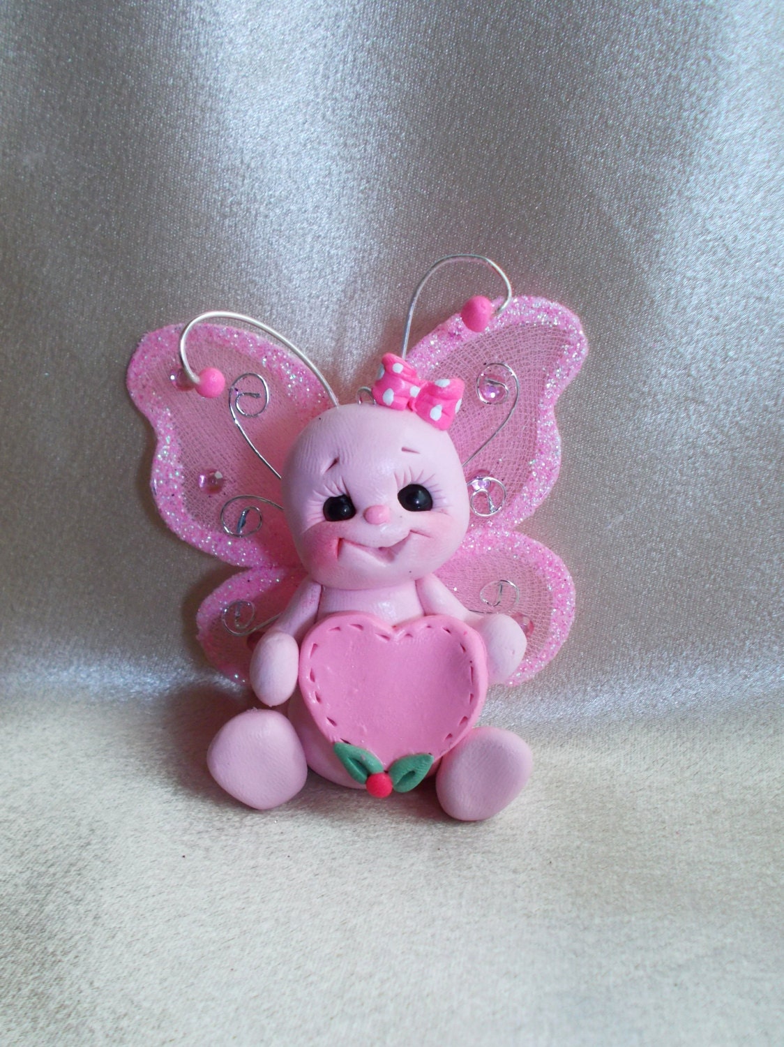 butterfly cake topper birthday Christmas ornament   polymer clay personalized  gift insect pink gift