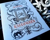 Letterpress Halloween Skull Greeting Card