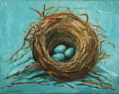 Nest Egg Painting 11 x 14 original on canvas Ready to hang