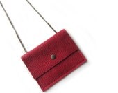 necklace wallet red leather bird envelope chain case screenprint
