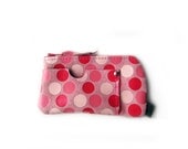 leather mini wallet blue dots zippered tiny card holder key clutch