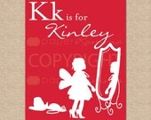 Alphabet Silhouette Print // Giclée Art Print , 8 x 10