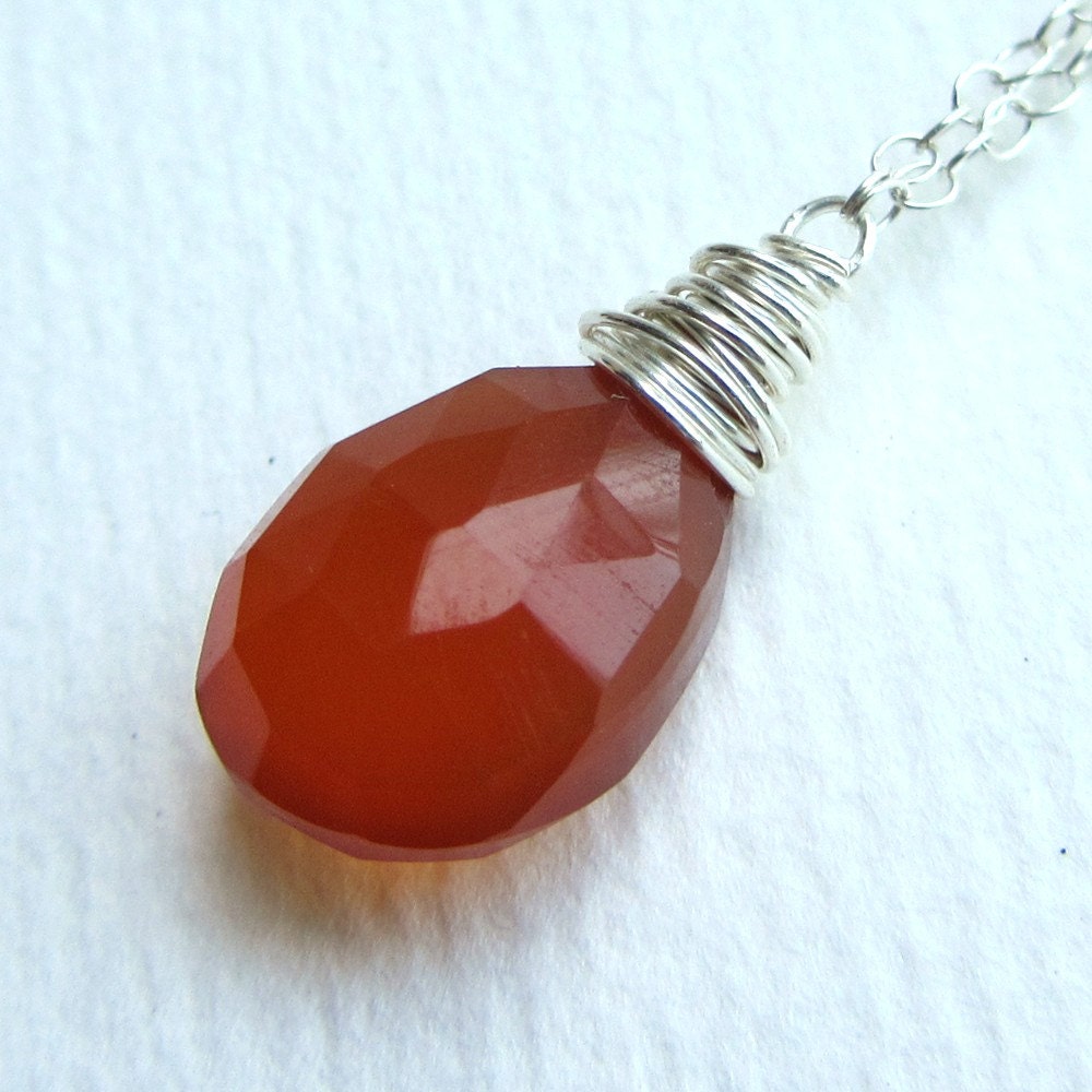 Orange Chalcedony Necklace Pendant