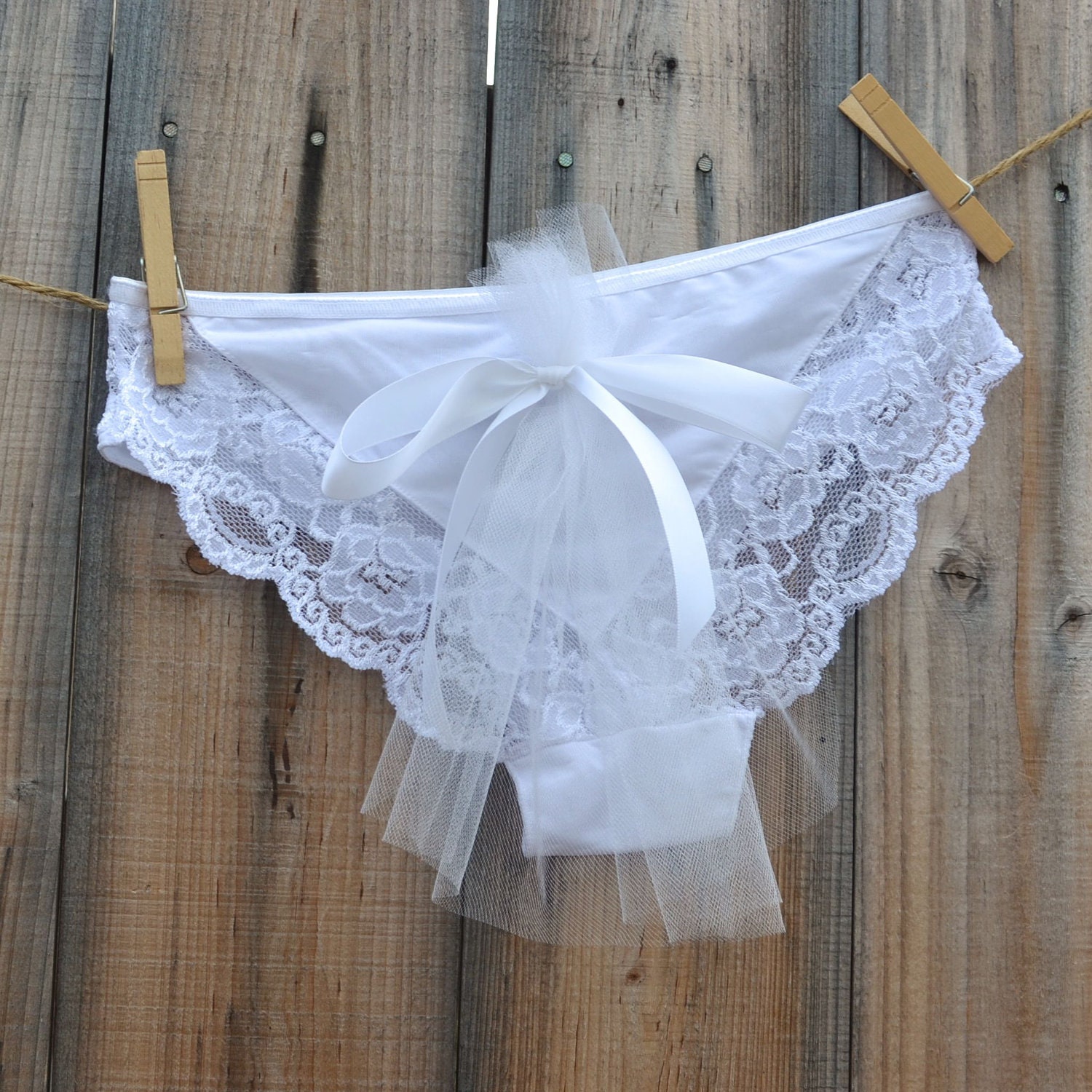 new BRIDES BUM with Tulle TRAIN romantic Bridal Panty Lingerie - Cute bridal bum - i do in rhinestones size Medium - Ships in 24hrs