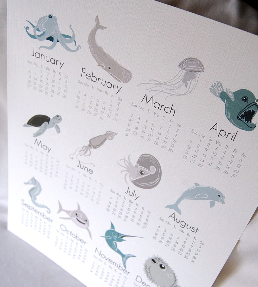 2013 Deep Sea Calendar Print - Eco-Friendly 8x10 Size